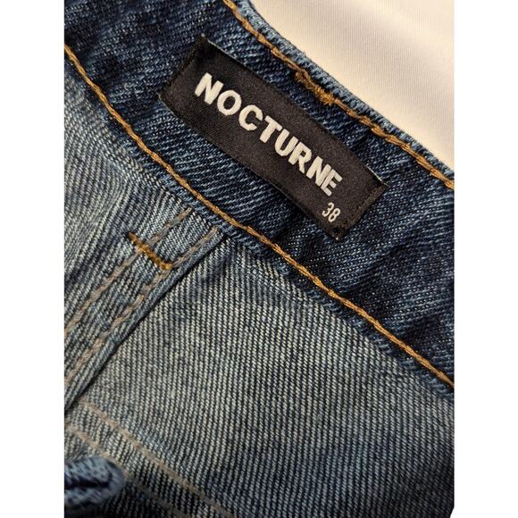High Rise Straight Leg Jeans Dark Wash Blue Denim Classic Fit by Nocturne - Picture 6 of 13